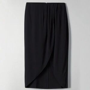 Aritzia Wilfred Pursuit Black Draped Cross-Front Tulip Pencil Skirt